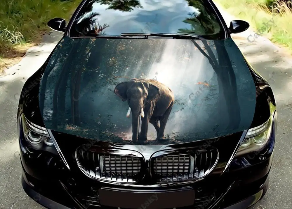 elephant forest animals Car Hood Decals Self Adhesive Paint Stickers Car SUV Wraps Truck Graphics Car Hood Vinyl Decals