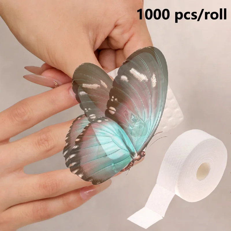1000 Peças/Rolo de Algodão Fino Descartável Sem Fiapos para Remoção de Esmalte em Gel e Limpeza de Unhas