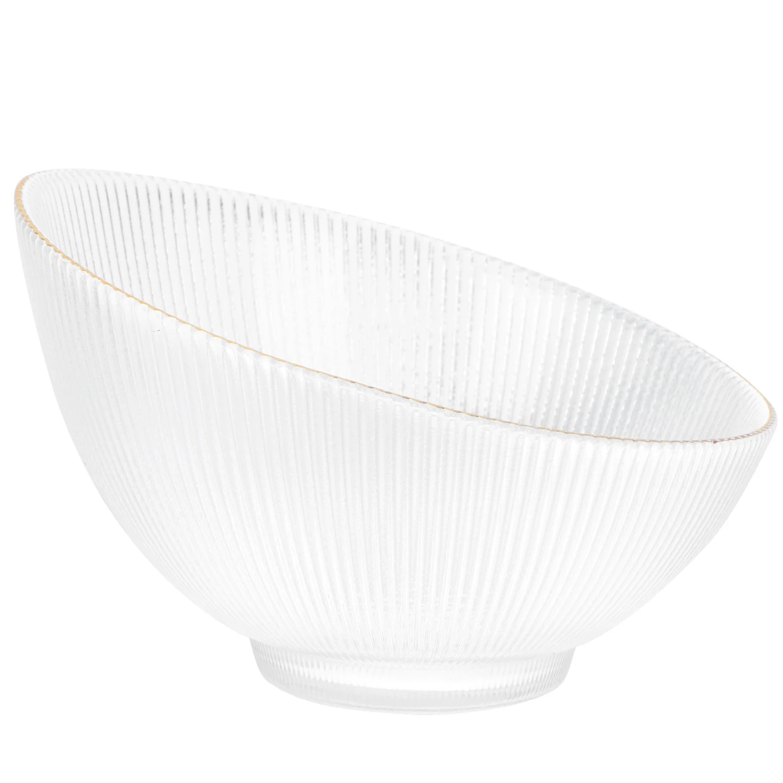 

1Pcs Glacier Pattern Glass Oblique Mouth Decorative Bowl Home Salad Fruit Dessert Transparent Container Food Bowl