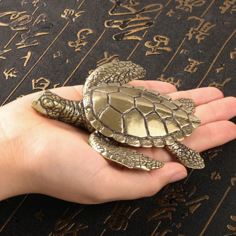 

Large Sea Turtle Brass Handle Piece Antique Style Tea Pet Ornament Decoration Craft Collectible