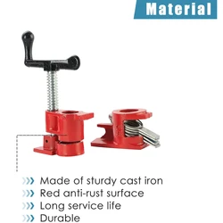 3/4 Inch Heavy Duty Pipe Clamp for Woodworking Wood Gluing Pipe Clamp Steel Cast Iron Pipe Clamp Fixture Carpenter Hand Tool