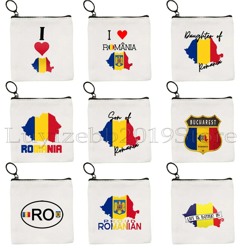 

Bucharest Romania coat of arms Heart Romanian National Flag Map Canvas Coin Purse Key Case Storage Card Bag Wallet Zipper Pouch