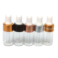 10/20 PCS 1/2/3/5 ML Clear Glass Essential Oil Aromatherapy Dropper Bottles Rose Gold Cap Reagent Drop Eye Liquid Pipette Bottle