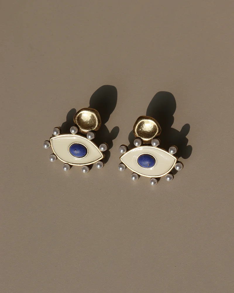 MM Retro Eye Stud Earrings for Cool Women Girls 2023 Tactile High Quality Trendy Punk Designer vintage Jewelry pearl vintage