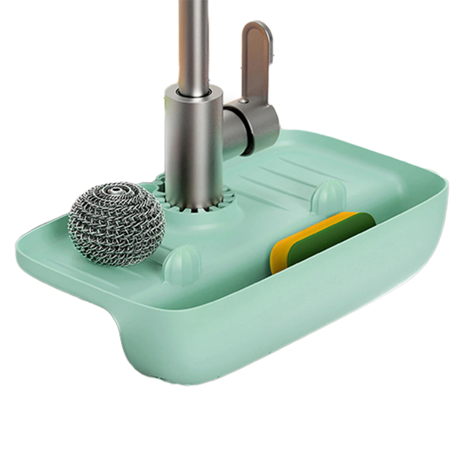 

Silicone For Sink Mat with Foldable Drain Rack and Slope Design for Countertop Water Protection and Organized Sponge Placement