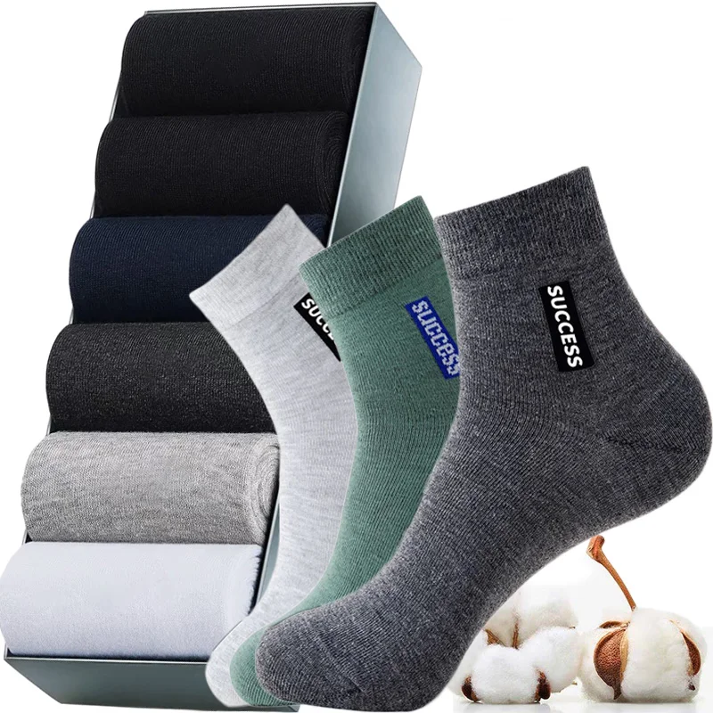 6Pairs Breathable Cotton Soft Sports male Socks Bamboo Fiber Autumn Winter Socks Men Deodorant Business High Quality Ankle Socks