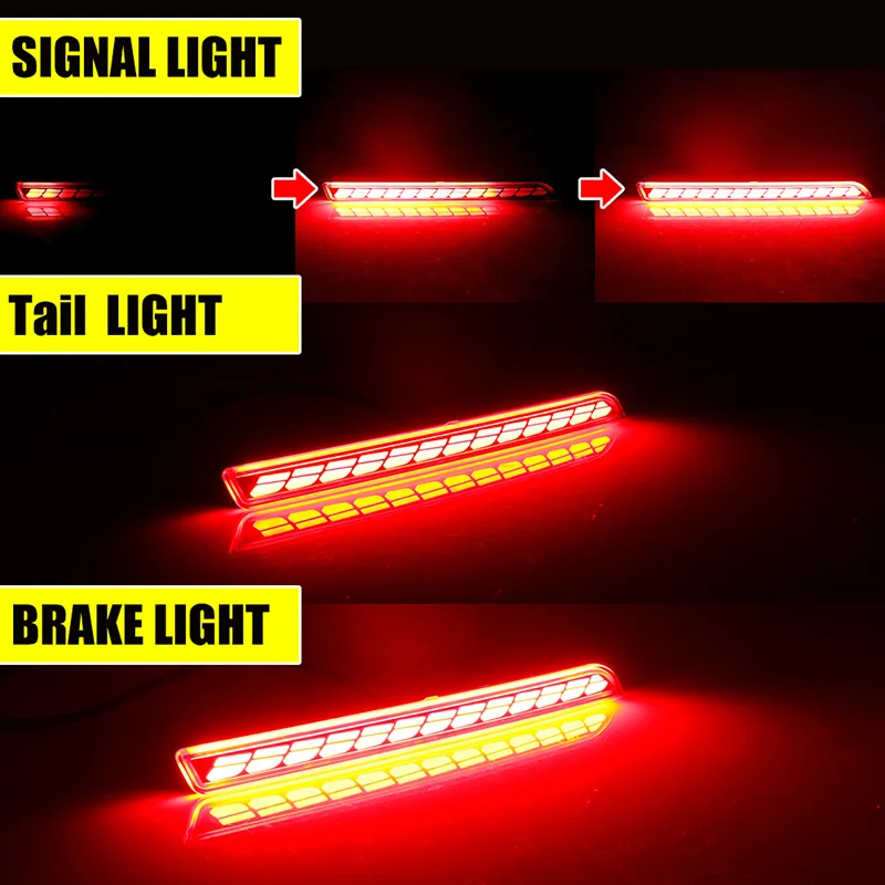 Rear Bumper Reflector Lights For 2021 2022 2023 Toyota Sienna Red LED Brake Tail Light Rear Fog Light w/ Sequential Turn Signal - Image 5
