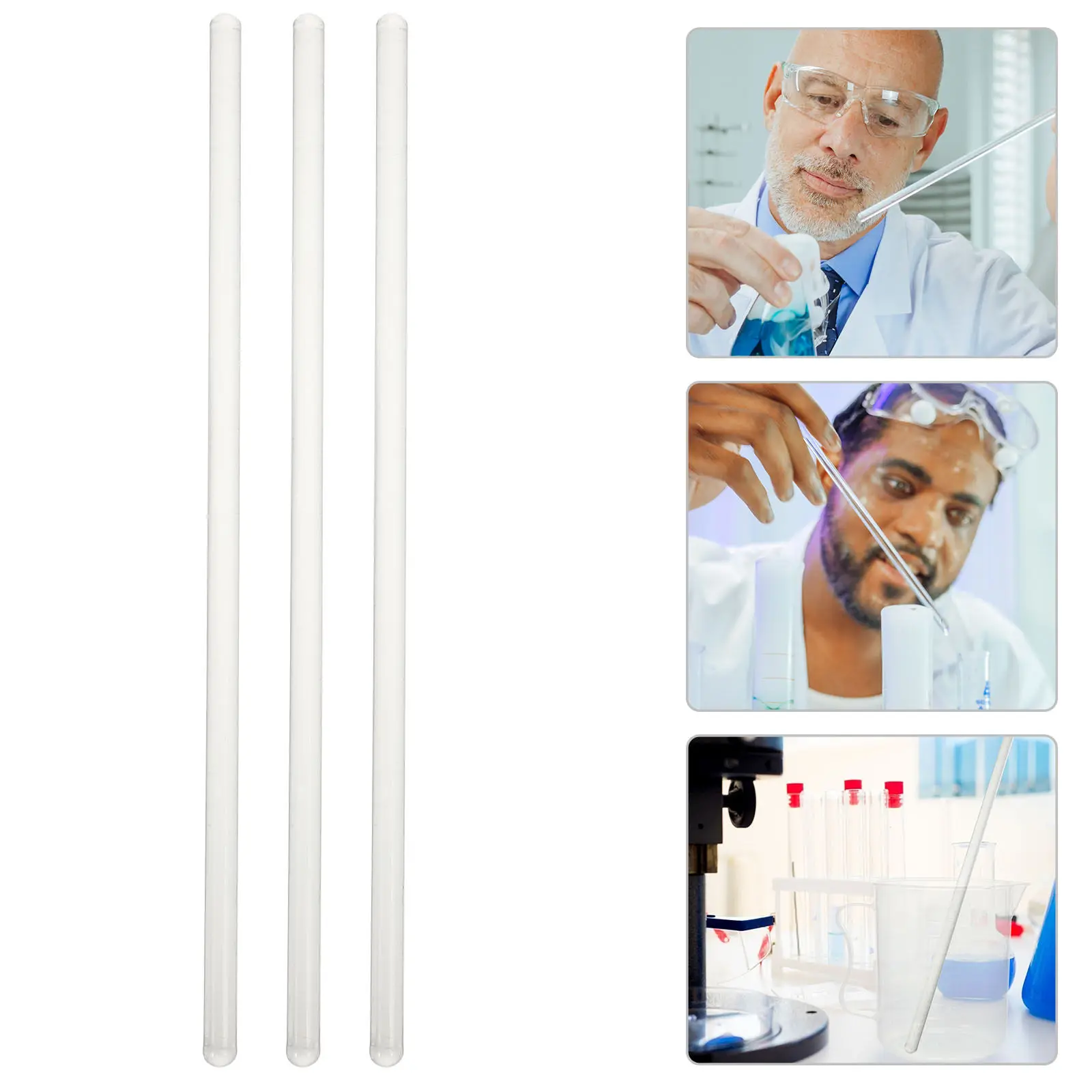 

3Pcs Glass Stirring Rod Solid Glass Lab Stirrer Transparent Tools for Accelerating Dissolution Evaporating Dish Experimental