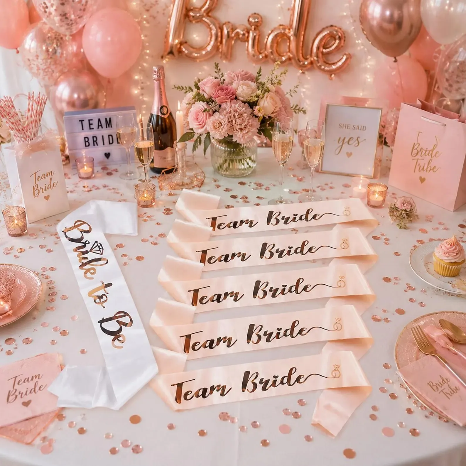 DIY Personalized Satin Sash Custom Words Bride Tribe Bachelorette Bridal Shower Hen Party Decor