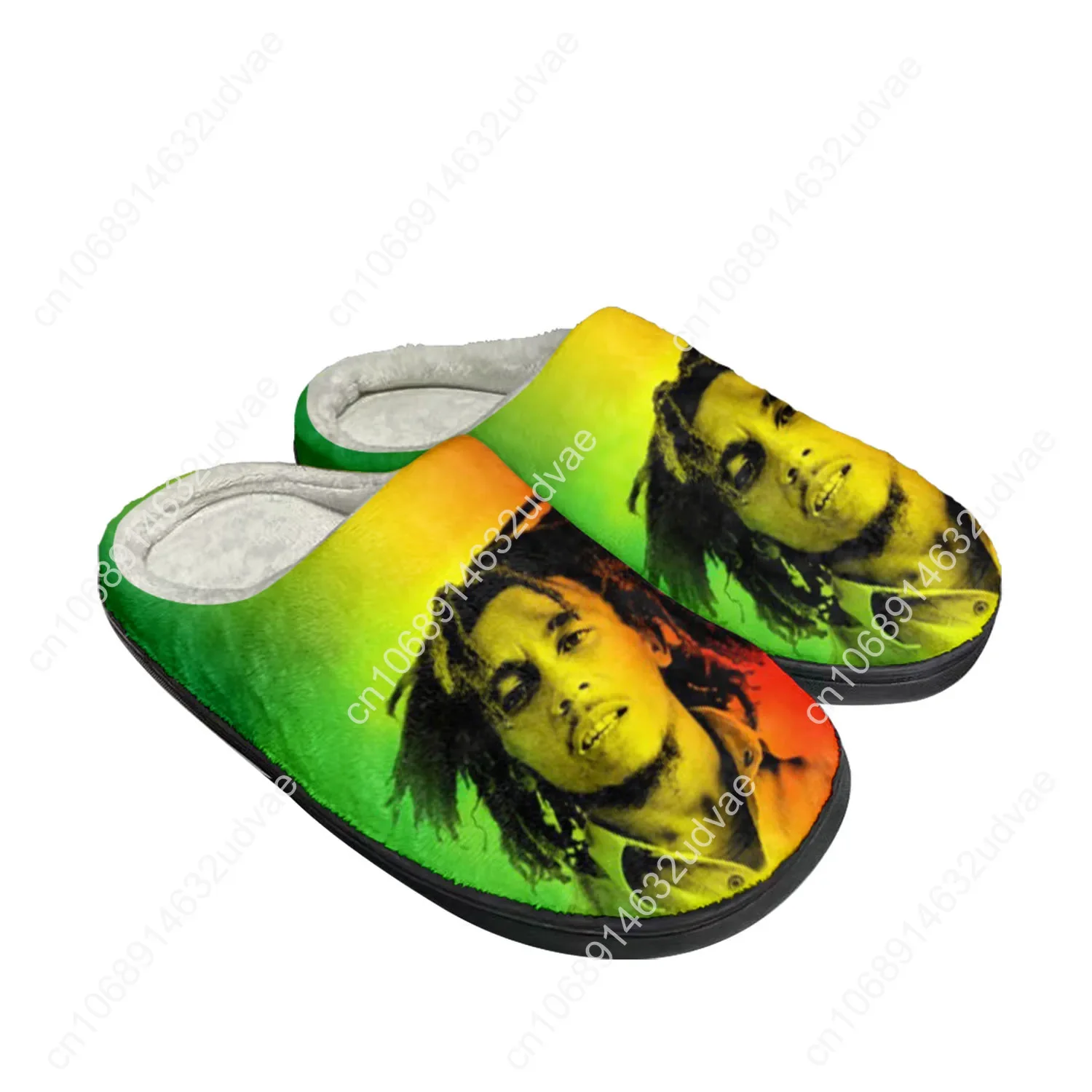 

Reggae Rock Music Star Bob Marley Cotton Slippers Mens Womens Sandals Plush Bedroom Keep Warm Shoe Thermal Custom Home Slipper