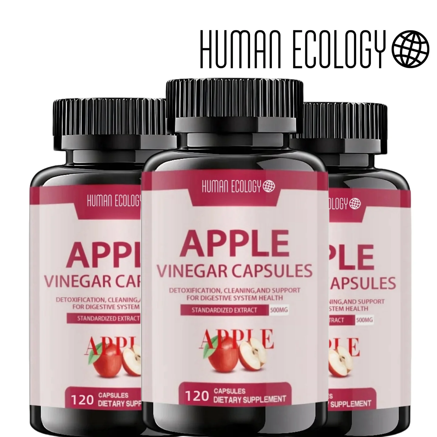 Human Ecology Minch Apple Cider Vinegar Capsules 400mg Natural with Cinnamon Ginger Detox