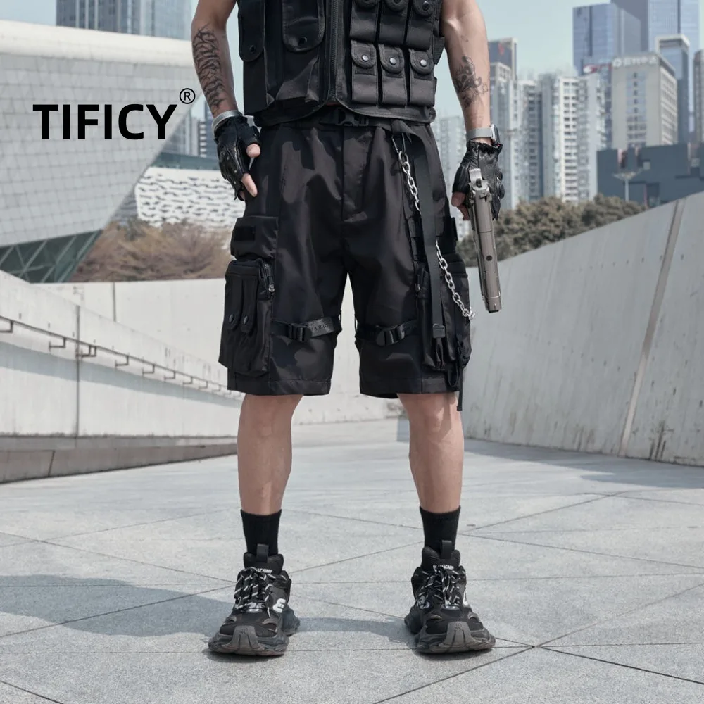 

Functional Workwear Shorts Men's Summer Paratrooper Pants Loose Sports Five Quarter Streetwear Mid Pants Men Clothing