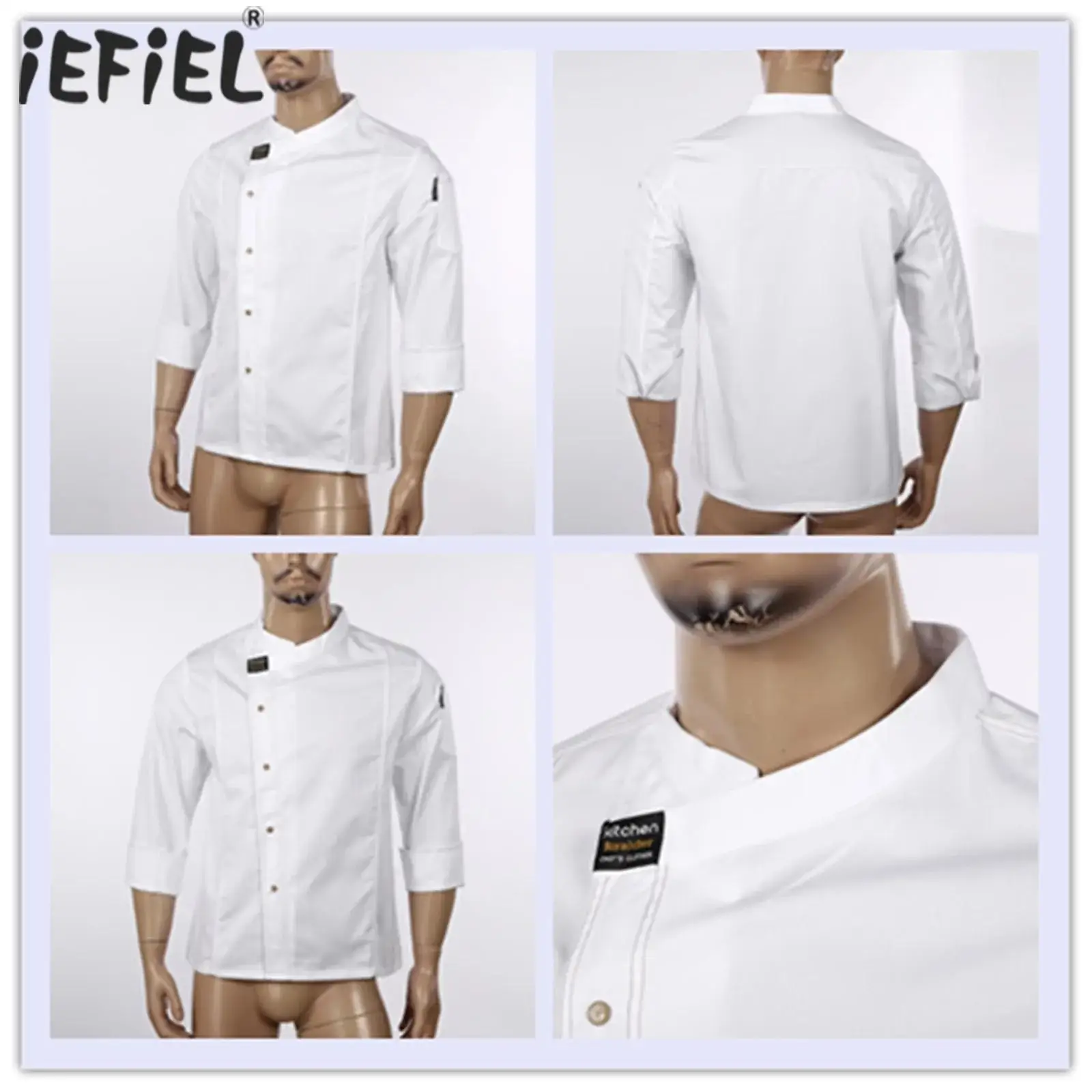 

Mens Womens Chef Tops Chef Coat Cook Jacket Hotel Restaurant Canteen Cake Shop Cafe Costume Kitchen Food Service Work Uniform