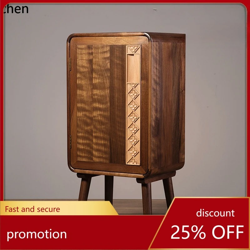 CZ black walnut solid wood trash can for home use in living room and bedroom elegant, and stylish, Chinese-style wastebasket