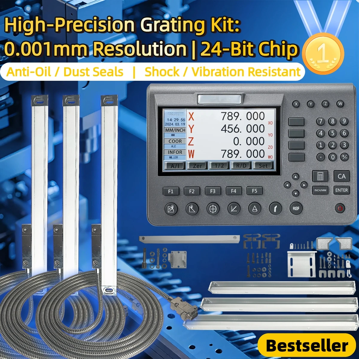 

Высокоточный 4-осевой ЖК-дисплей DRO с цифровым считыванием и линейной шкалой 0-1000 мм, 5 мкм, 1 мкм, датчик кодировщика для фрезерного токарного станка