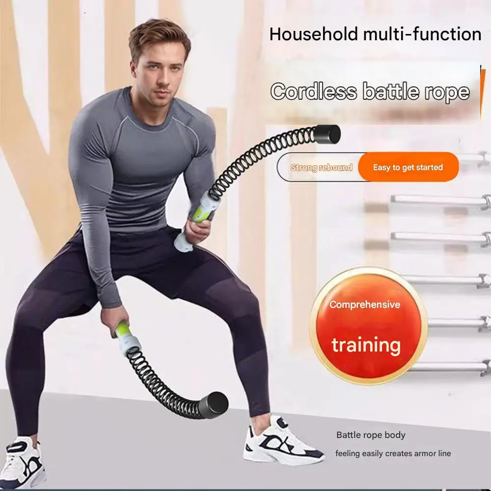 Expansor de brazo 3 en 1 con cuerda de batalla, sin ancla, equipo de gimnasio en casa HIIT, entrenamiento de cuerpo completo silencioso con bandas de resistencia