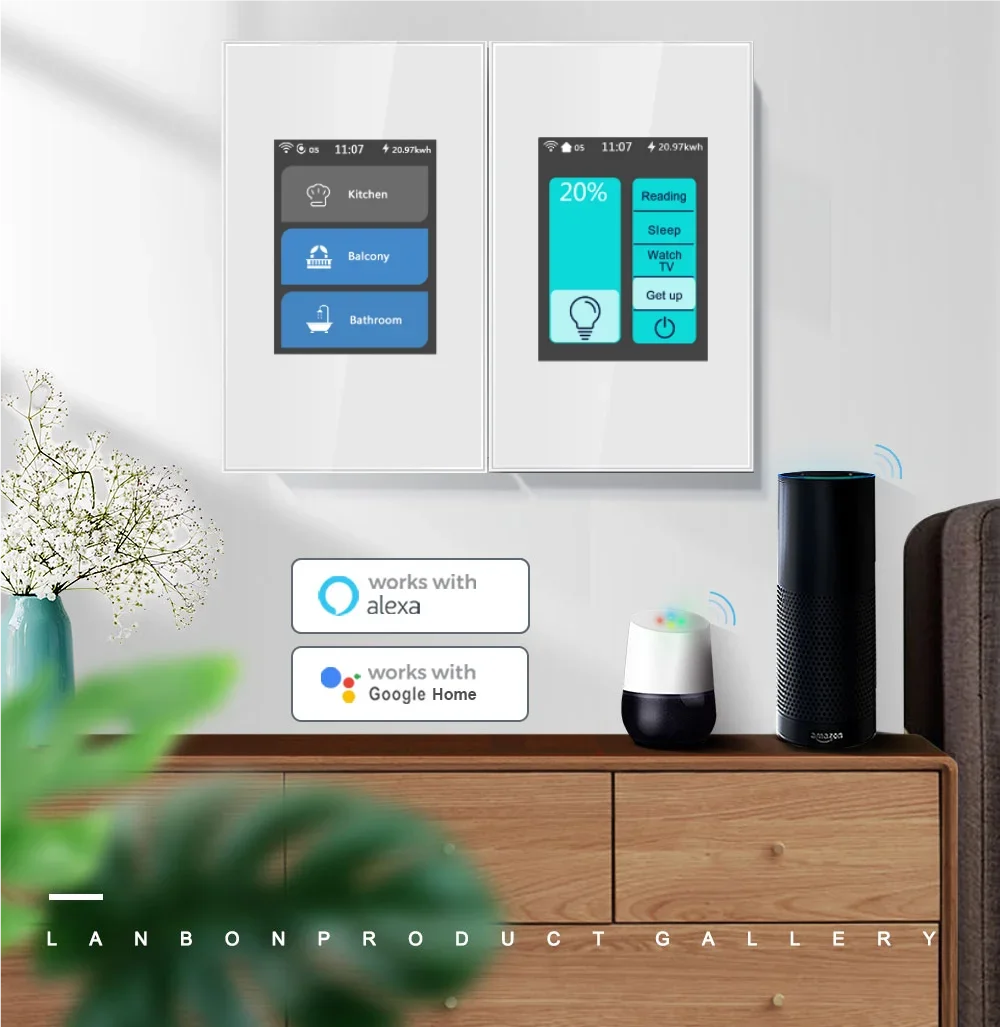 Lanbon Home Automation 5 Models In 1 LCD Wifi Switch Smart Home With Power Consumption Google Alexa