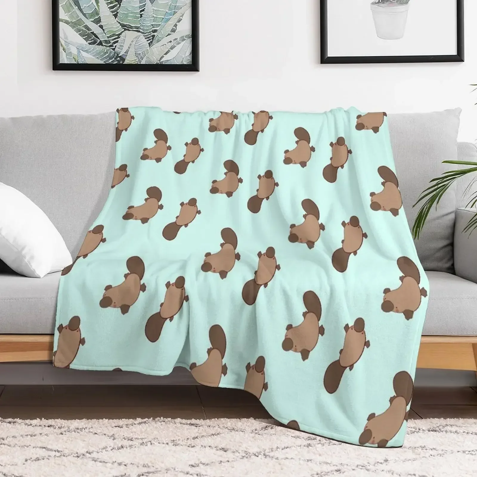 

Platypus illustration Throw Blanket funny gift Bed Fashionable Blankets