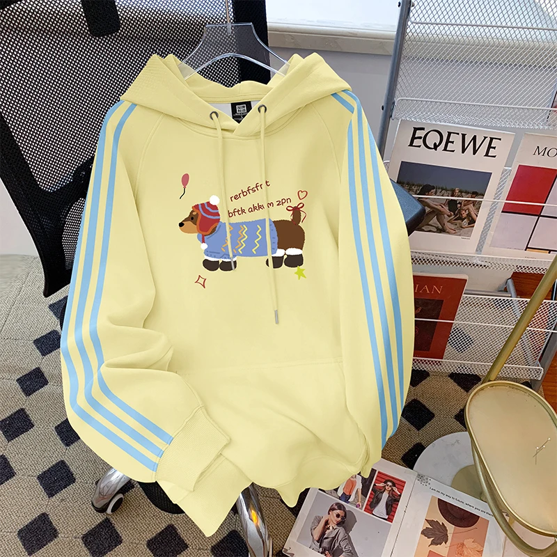 

Женская толстовка с капюшоном, утепленная, с длинными рукавами, свободного кроя, в стиле INS, с цветными блоками, полосатая, для похудения, верхняя одежда для повседневной носки