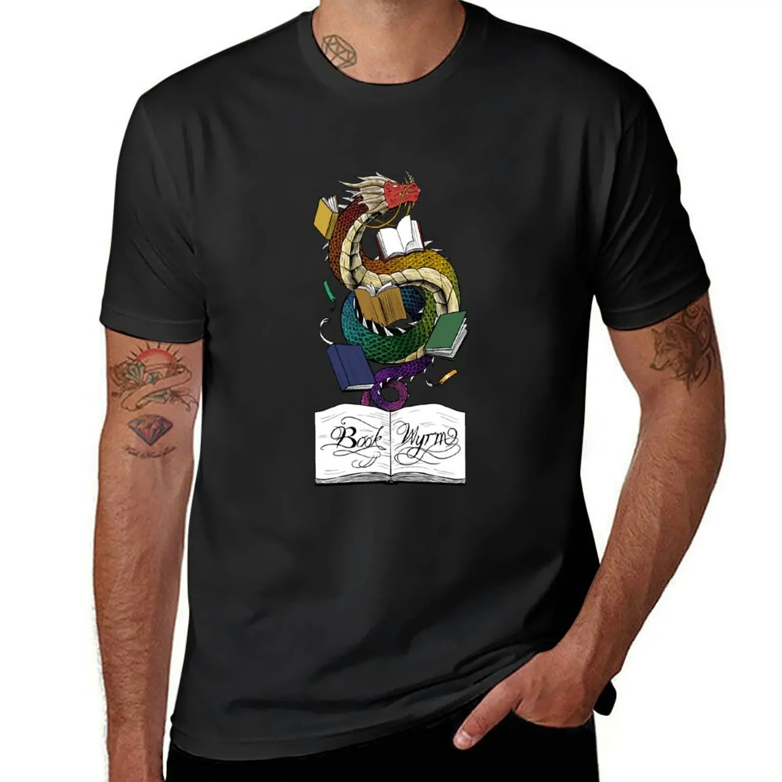 Book Wyrm (chromatic) T-Shirt summer top blacks big and tall t shirts for men