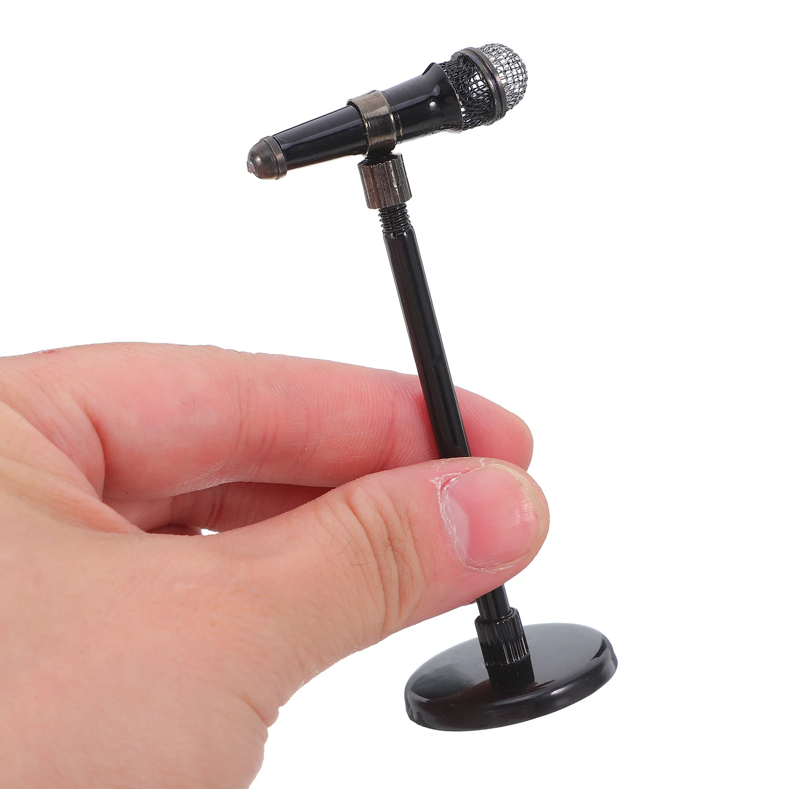 

Mini Retro Simulated Mic Prop For Dollhouse Decoration Kids Pretend Play Party Favors Miniature Musical Instrument