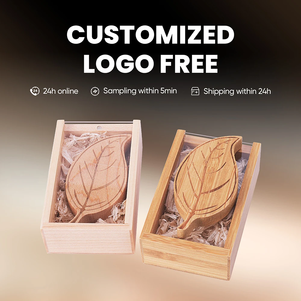 나무 잎 USB 플래시 드라이브, 무료 사용자 정의 로고 펜 드라이브, 64GB 사진 메모리 스틱, 32G 크리에이티브 선물 U 디스크, 128GB, 16GB, 8GB