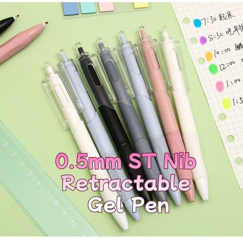 0.5mm ST Nib Retractable Gel Pen, Quick-Drying Smooth Writing for Tests, High Aesthetic White Pen, Student Stationery Black Ink