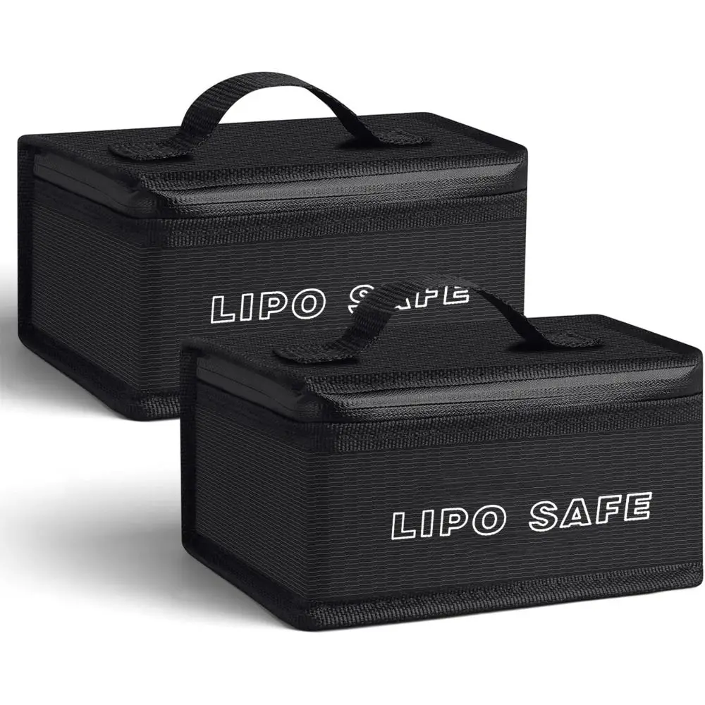 Portable Lipo Safety Bag Explosion-Proof Waterproof Battery Fireproof Handbag Top Handle Double Zipper Battery Safe Guard Pouch