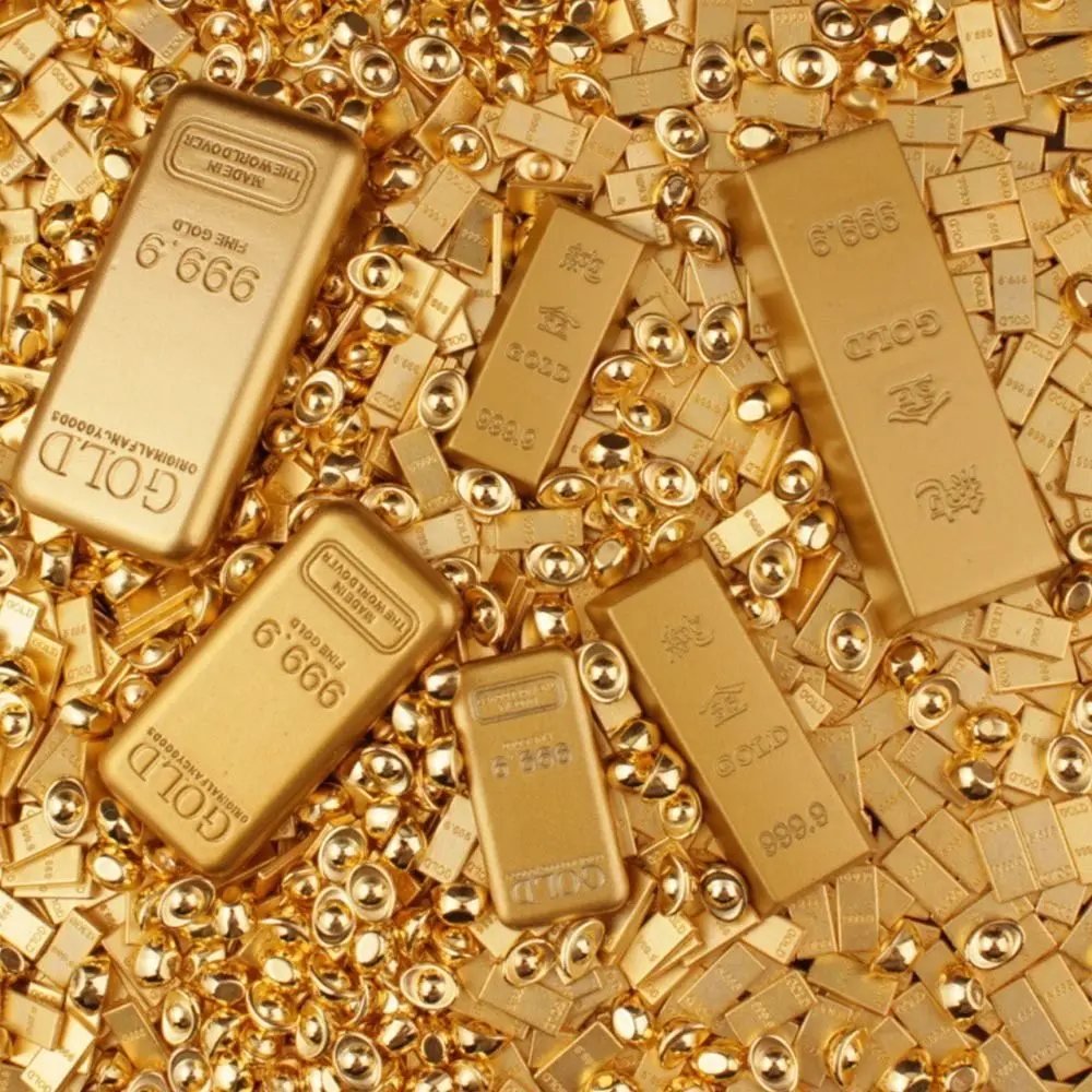 100PCS Gold Mini Gold Dollars Attract Wealth Photo Props Miniature Gold Ingots Gold Melon Seeds Luck Charms