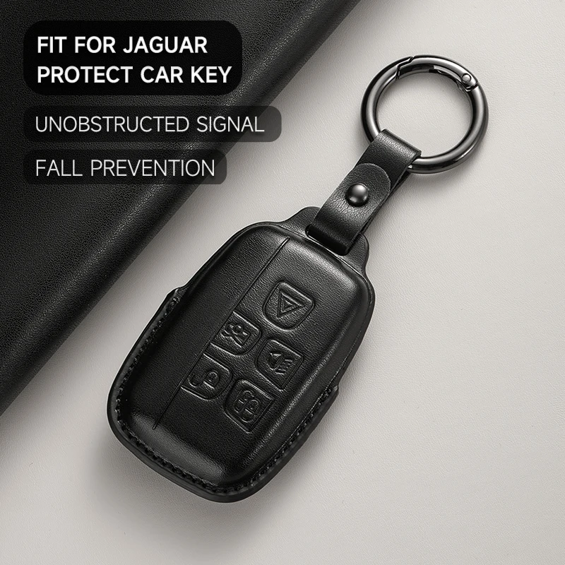 Leather Car Key Cover Case Protection Shell Keychain For Jaguar XE XJ XJL XF A9 C-X16 V12 Guitar F-type E-Pace