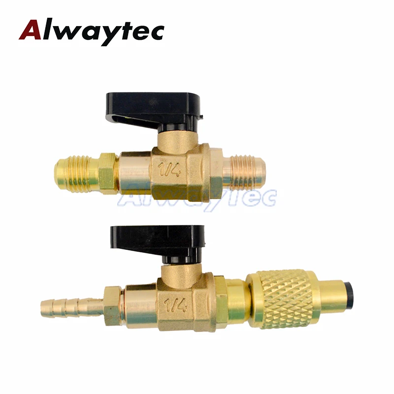 

Адаптер шарового крана хладагента 1/4 "Адаптер SAE Кондиционер Прямой запорный клапан для HVAC A/C Подходит для R134A R22 R12 R410