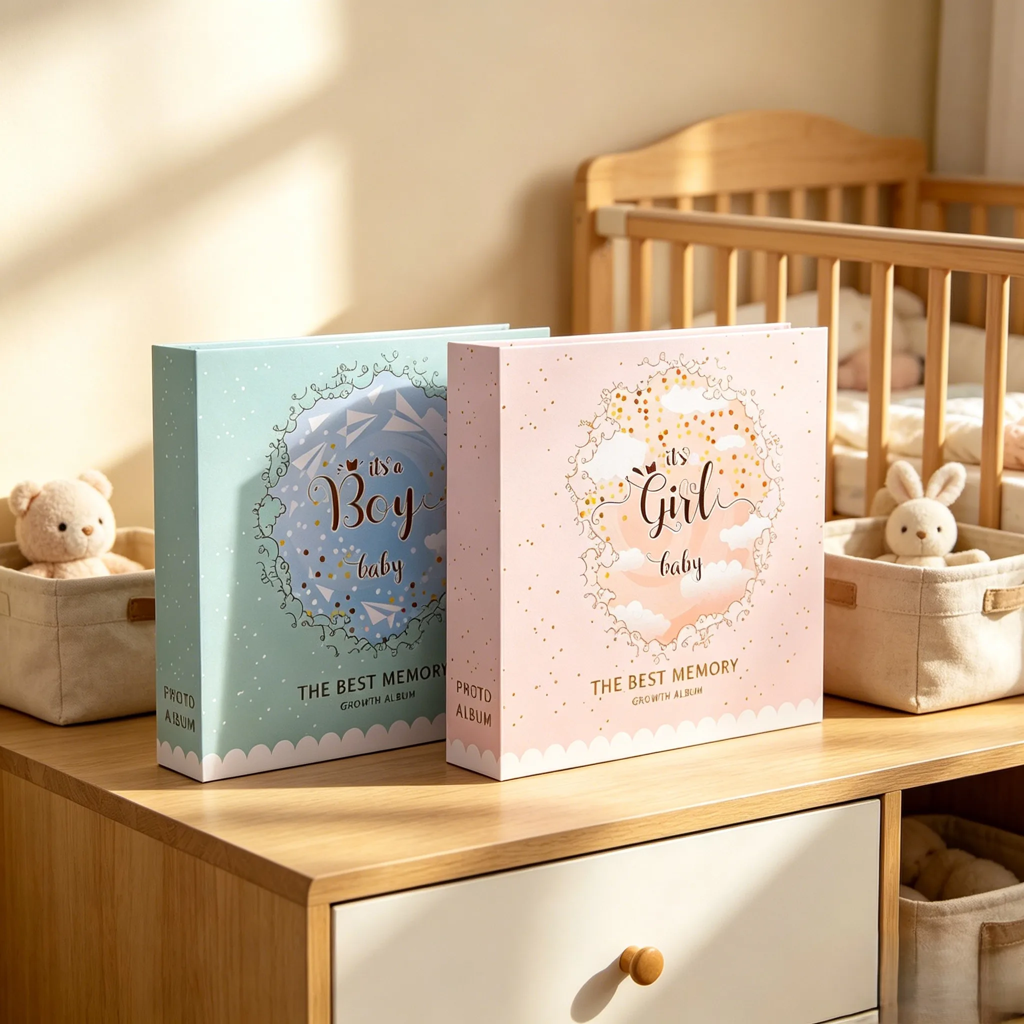 Newborn Growth Photo Album Holds 200pcs 6 Inch Photos, Writing Note Space, Memory Book for Baby Shower, Monthly & Birthday Gift