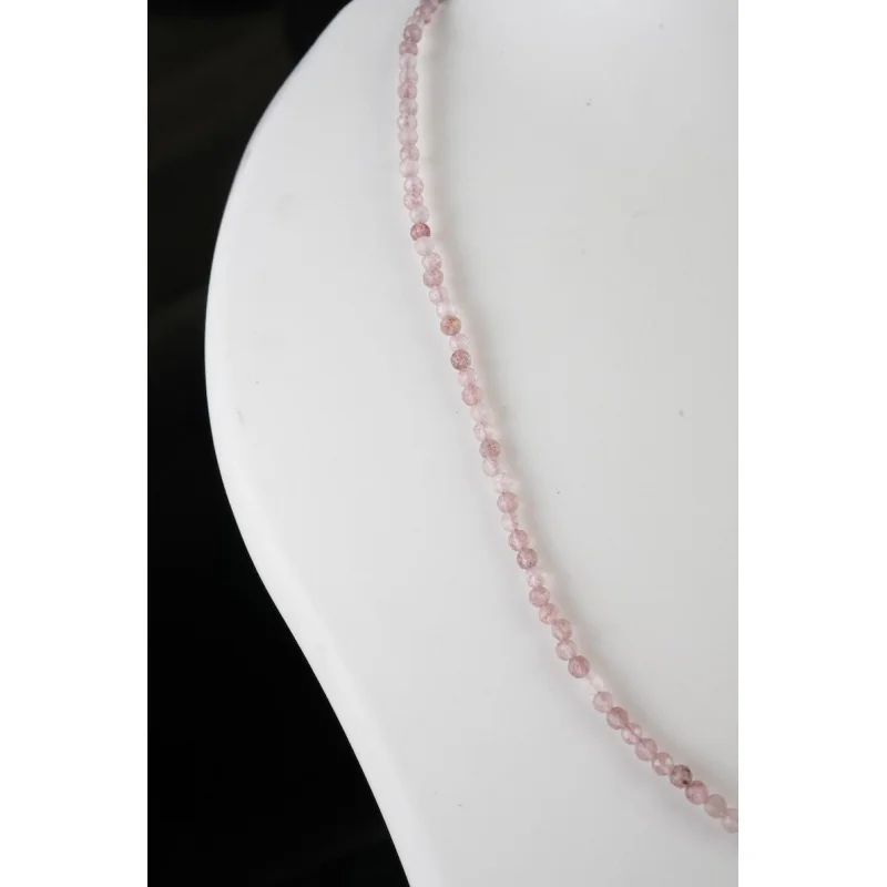 2-3MM Pink Tourmaline Faceted Round Gemstone Beads Beautiful Long Necklace 32''
