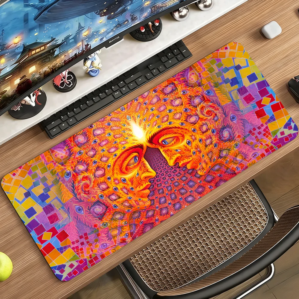 Art A-Alex G-Grey Mouse Pad Large Non-Slip Waterproof Mat Stitched Edge Keyboard Pad for Gaming Daily Office
