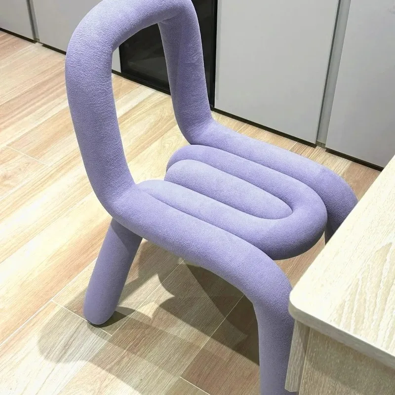 

Plush Irregular Velvet Makeup Chair for Girls Bedroom Luxury Creative High-End Dressing Chair Irregular Shaped Leisure Chair