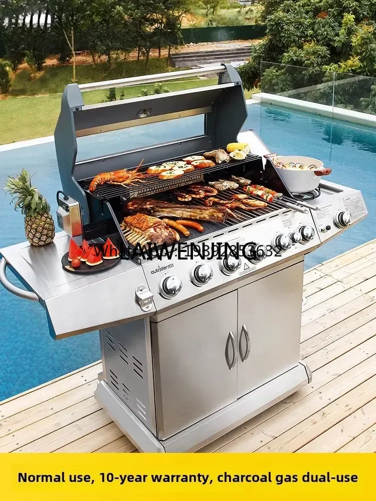 6 stainless steel large barbecue grill liquefied gas barbecue grill charcoal kebabs