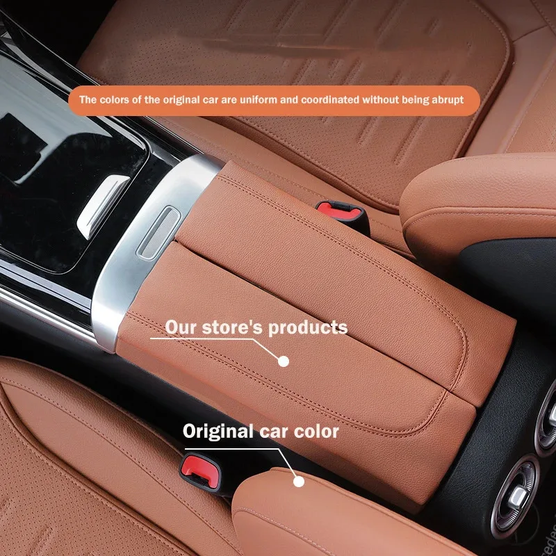 Center Console Armrest Box Cover Pad  Leather Anti-Scratch Armrest Cushion For Mercedes Benz C GLC Class W206 X254