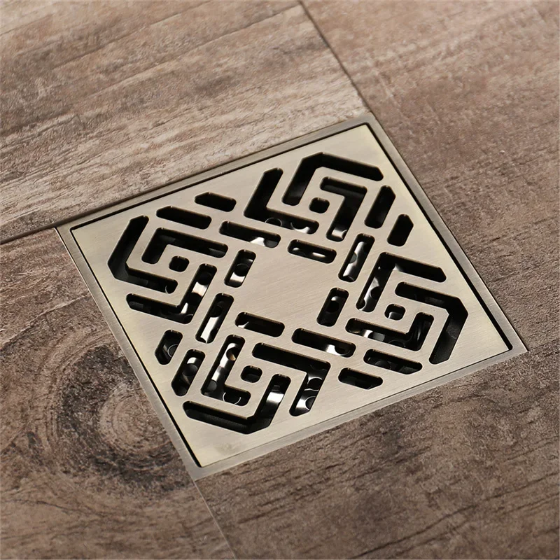 

Vintage Square Openwork Design Floor Drains Outdoor Bathroom Balcony Drain Concealed Installation Bathroom Renovation Accessorie