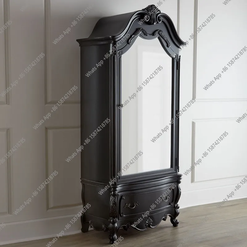 

solid wood carving flower wardrobe American country high-end luxury complete storage cabinet single door storage wardrobe