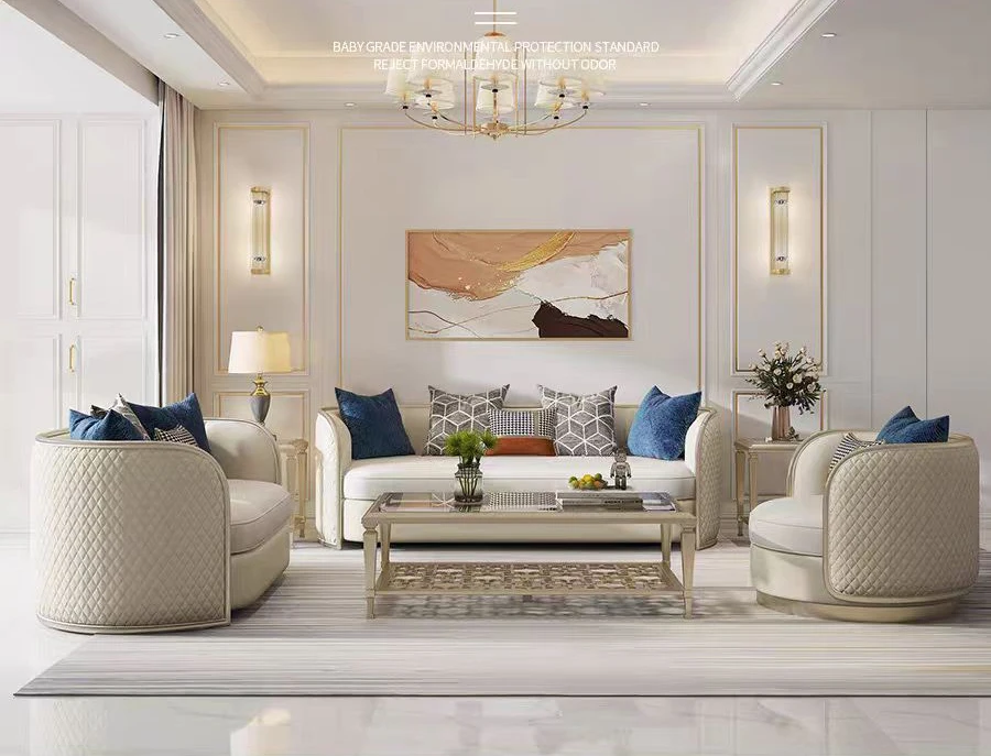 @！Factory Price Luxury Comfortable Living Room Sofa Set Stainless Steel 1+2+3 Seat Leather Couch for Hotel Living Room Furniture