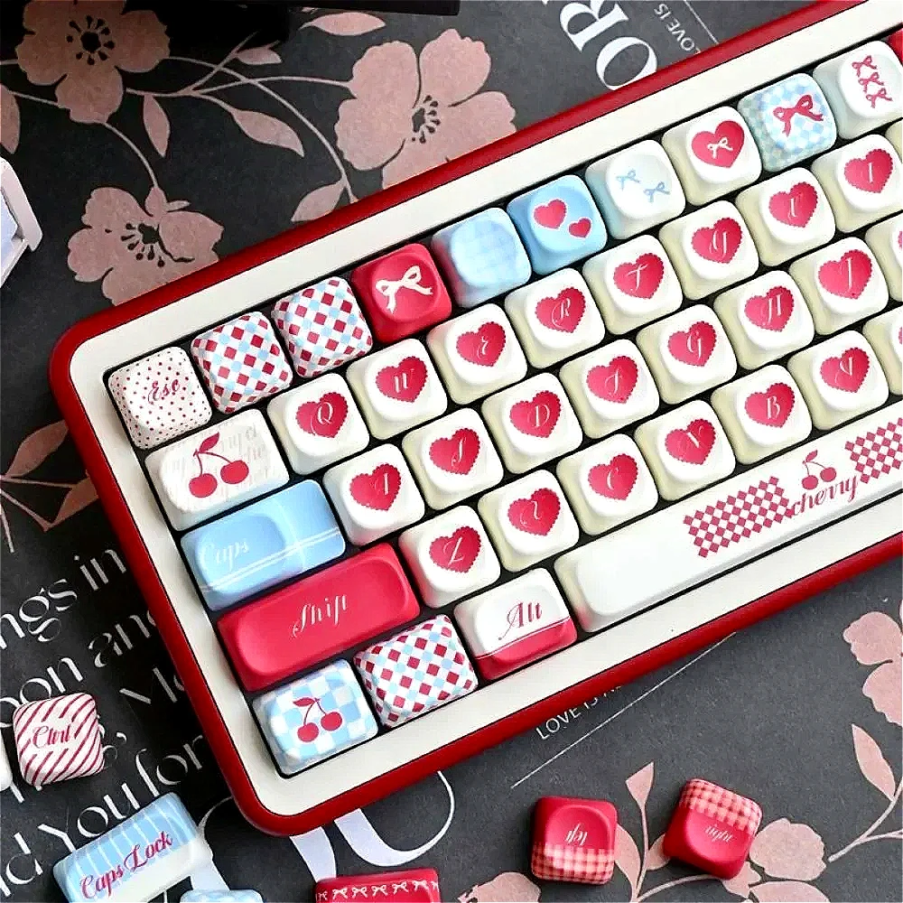 

Love Theme, Keyboard Keycap Set PBT MOA 132/140 Keys, Personality, Red, Keycaps for 21/61/87/104/108 Mechanical Keyboards