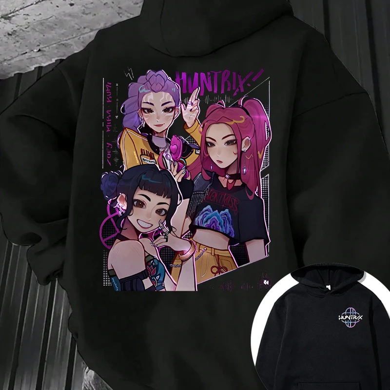

K-pop Superstars Rumi Mira Zoey Printed Pattern Men's Woman's Hoodies Funny Street Harajuku Couple's Top Simple Fashion Clothing