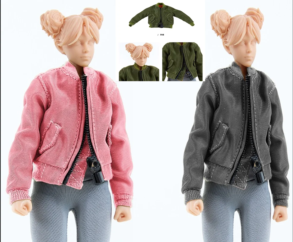 

1/12 весы, одежда солдата, стиль для отдыха, однотонная летная куртка, пальто на молнии, модель, подходит для экшн-фигурки 6 дюймов, в наличии