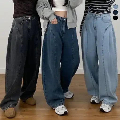 

Удобные однотонные модные синие джинсы с высокой талией, прямые, плиссированные, в пол, из денима, весна-лето, в стиле Dongda Gate