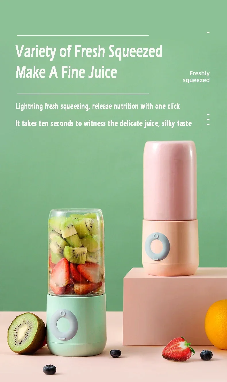 500ML Electric Juicer Portable Smoothie Blender 6 Knife Mini Blenders USB Wireless Rechargeable Mixer Juicers Cup For Travel