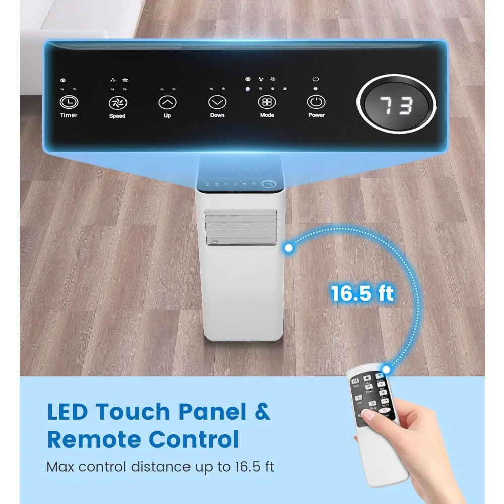 مكيف هواء محمول 8000 وحدة حرارية بريطانية، وحدة تبريد تيار متردد متعددة الوظائف 3 في 1 مع جهاز تحكم عن بعد، مزيل رطوبة، مجموعة نافذة متضمنة