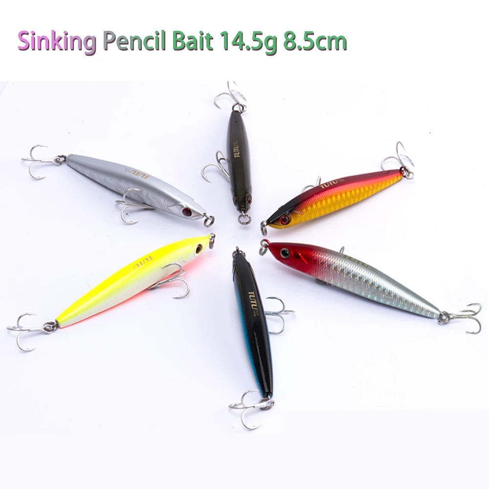 

6pcs Fishing Lures 8.5cm 14.5g Sinking Wobblers Plastic Artificial Baits with Hook for Bass Pike Carp Long Throw Swimbait Tackle