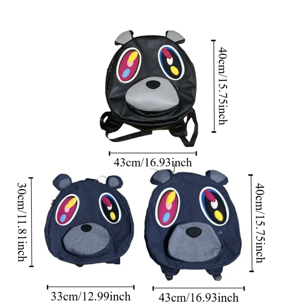 Gift Bear Denim Backpack Creative Large Capacity Y2K Shoulder Bag Funny Zipper Handbag School Bag Primary School
