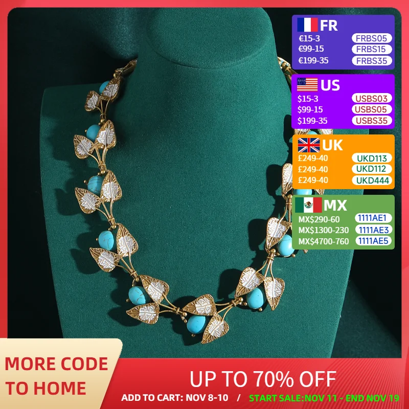 

Винтажные бирюзовые ожерелья, колье, розовый кварц, вишня, листья лотоса, лепестки, антикварные украшения золотого цвета для женщин, богемный стиль