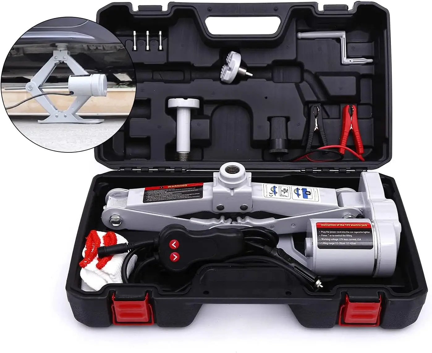 

Electric Car Jack - 3 Ton Floor Jack 12V Truck Jack Stands Kit Scissor Car Lift Jack for Tire Change and Road Emergencies with C